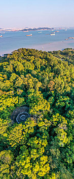 航拍广州大角山炮台遗址,虎门炮台