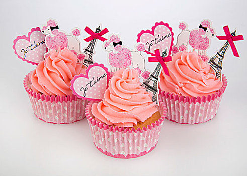 粉色,杯形蛋糕,浪漫,装饰,情人节