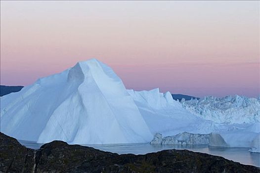 格陵兰,冰河,冰山,日落,世界遗产