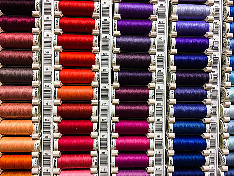色彩,棉线,线轴,缝纫机,特写