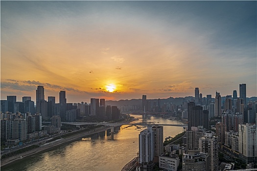 重庆城市日出日落夜景摄影图