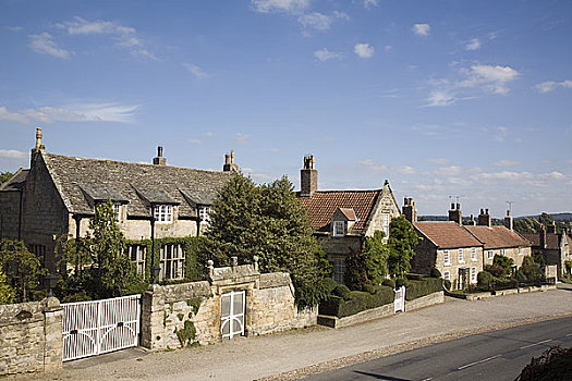 英格兰,北约克郡,传统,沙子,石头,屋舍,主要街道,乡村,边缘,国家公园