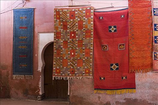 玛拉喀什,地毯,露天市场