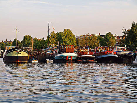 阿姆斯特丹,水道,传统,风景,小船