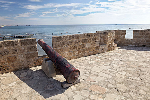 中世纪,堡垒,大炮,地中海,散步场所,南方,塞浦路斯,欧洲
