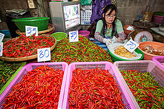泰国,清迈,市场,辣椒