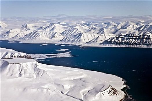 冰河,峡湾,空气,斯瓦尔巴特群岛,挪威,欧洲