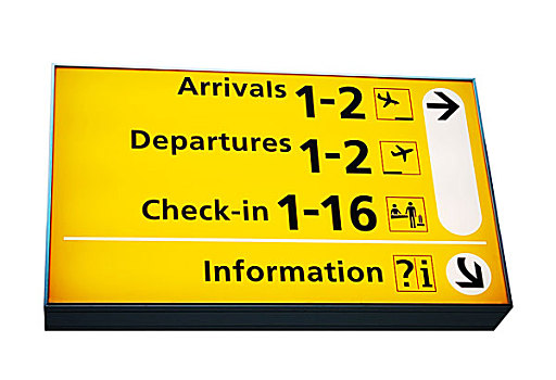 机场,信息指示,隔绝,白色背景