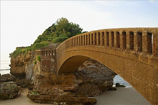 拱桥,海滩,比亚里茨,法国