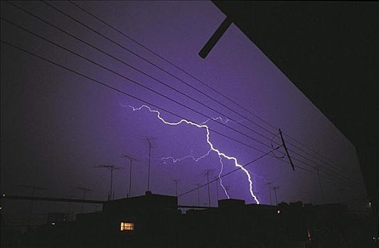 闪电,夜晚,雷暴,天气,波托西地区,墨西哥,中美洲,能量