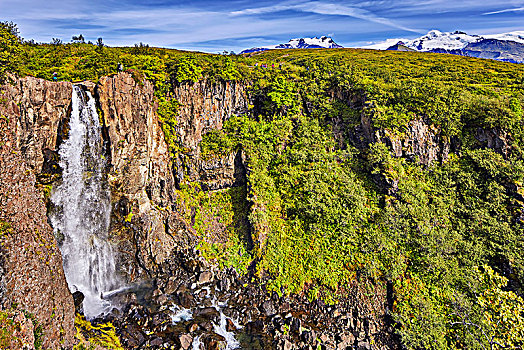 瀑布,瓦特纳冰川国家公园,冰岛,欧洲