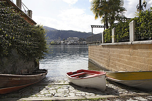 划艇,停靠,湖,奥尔达湖地区,岛屿,意大利