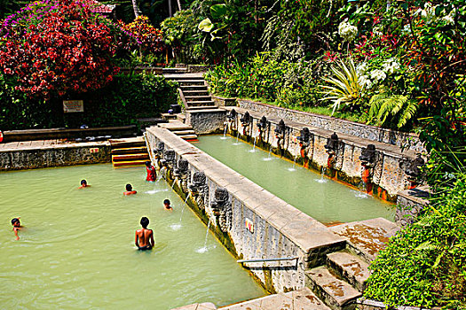 老,沐浴,温泉,巴厘岛,印度尼西亚,东南亚