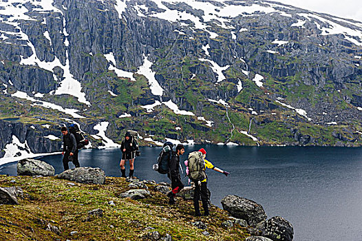 挪威,几个,安全,下降,陡峭,地形
