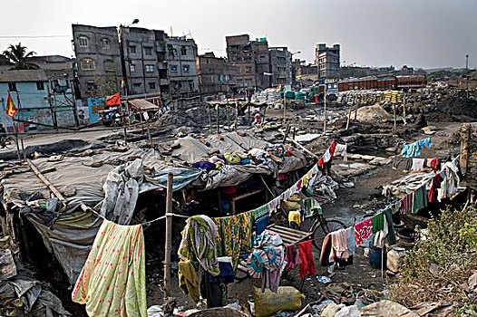 贫民窟,区域,地区,加尔各答,西孟加拉,印度,亚洲