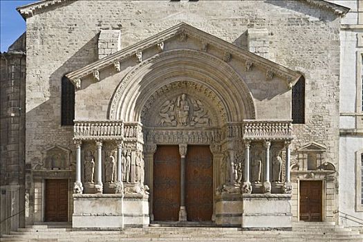 入口,港口,大教堂,阿尔勒,法国