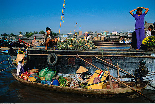 市场,船,码头,芹苴,越南