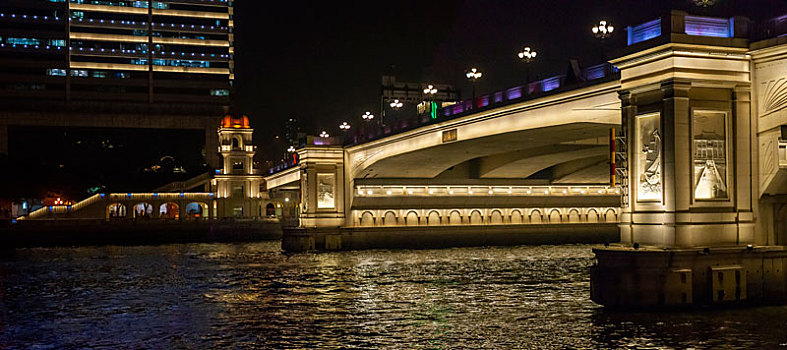 广州沿江西路夜景人民桥