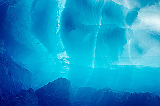 格陵兰,伊路利萨特,蓝色,冰,逆光,冰山,冰河,迪斯科湾,夏天,早晨
