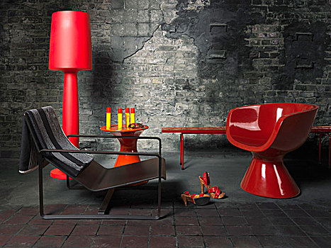 红色,地面,灯,器具,椅子,暗色,正面,风化,灰色,石墙