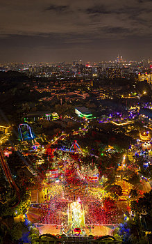 广州长隆乐园万圣节航拍夜景