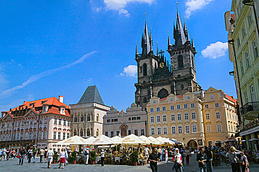 老城广场,塔,提恩教堂,布拉格,捷克共和国