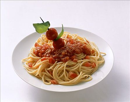 意大利面,番茄酱,扦,西红柿