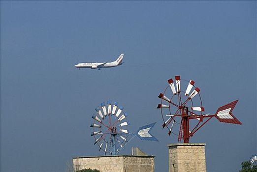 马略卡岛,风车,飞机