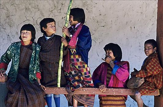 不丹,孩子,彩色,衣服