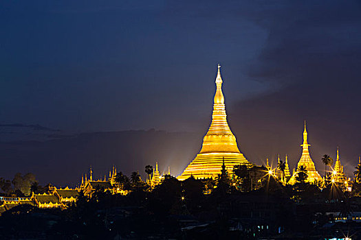 缅甸,仰光,大金塔,黎明