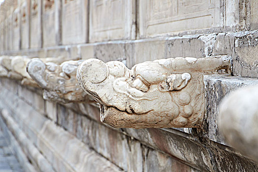北京故宫太庙里的排水龙头