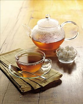 玻璃茶壶,杯碟,方糖