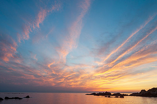 海边,落日