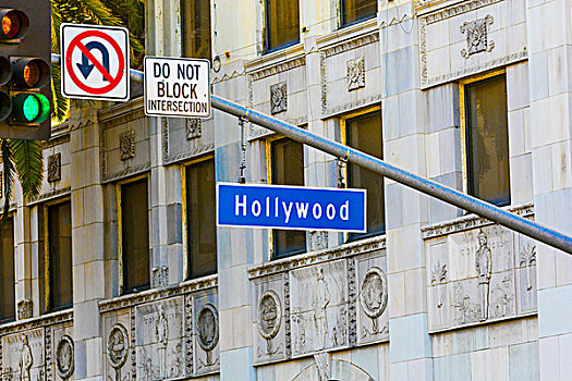 好莱坞,路标,高,棕榈树