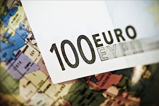特写,100欧元,钞票,球体