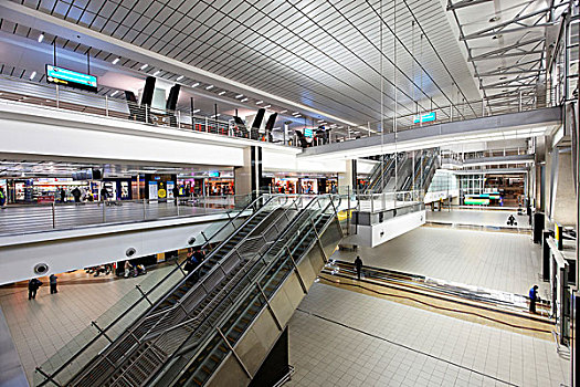 扶梯,离开,大厅,国际机场,约翰内斯堡,南非,非洲