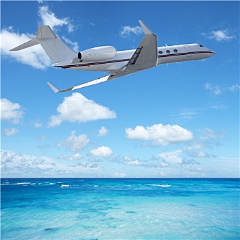 私人飞机,飞机,上方,热带,海洋