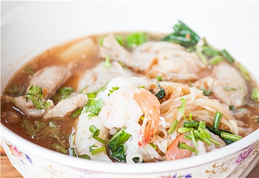 泰国,辛辣,面条,汤,猪肉,虾