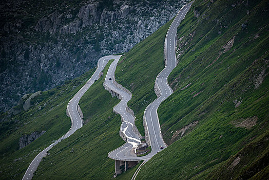 蜿蜒,道路,瑞士,欧洲