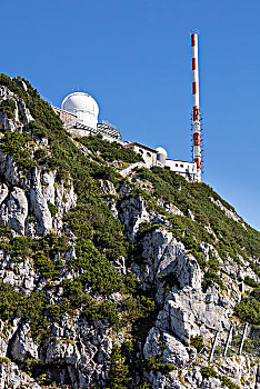 顶峰,信号发射塔,观测,山,巴伐利亚阿尔卑斯山,上巴伐利亚,巴伐利亚,德国,欧洲