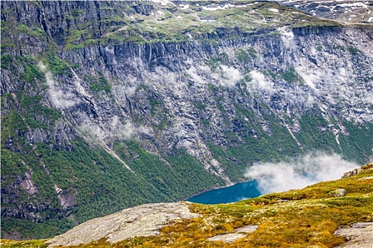 漂亮,挪威,风景,山,道路