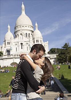 亲吻,正面,蒙马特尔,巴黎,法国