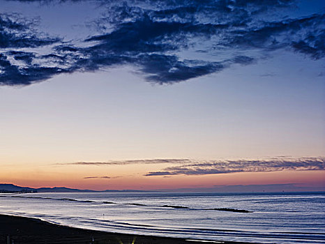海岸,日落,意大利
