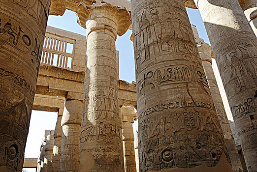 柱子,庙宇,卡尔纳克神庙,复杂,路克索神庙,尼罗河流域,埃及,非洲