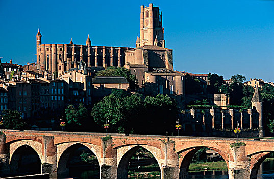 桥,11世纪,上方,河,大教堂,13世纪,阿尔比,法国