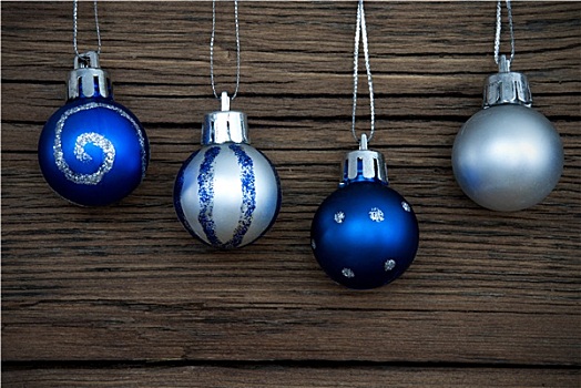 四个,装饰,圣诞节,彩球,木头