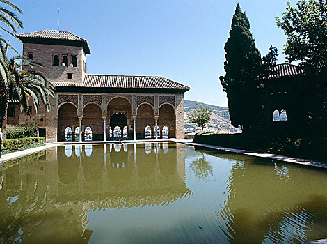 水池,阿尔罕布拉宫,格拉纳达,国家,起点,西班牙