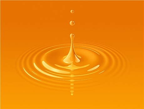液滴,橙汁,波纹