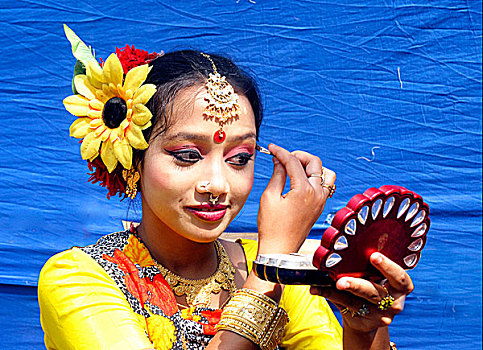 女孩,地方特色,化妆,节日,新年,孟加拉,四月,2007年