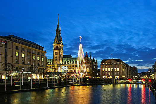 市政厅,圣诞市场,汉堡市,德国